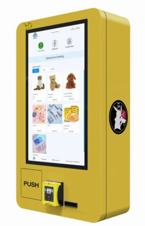 Compact wall-mounted touchscreen vending unit